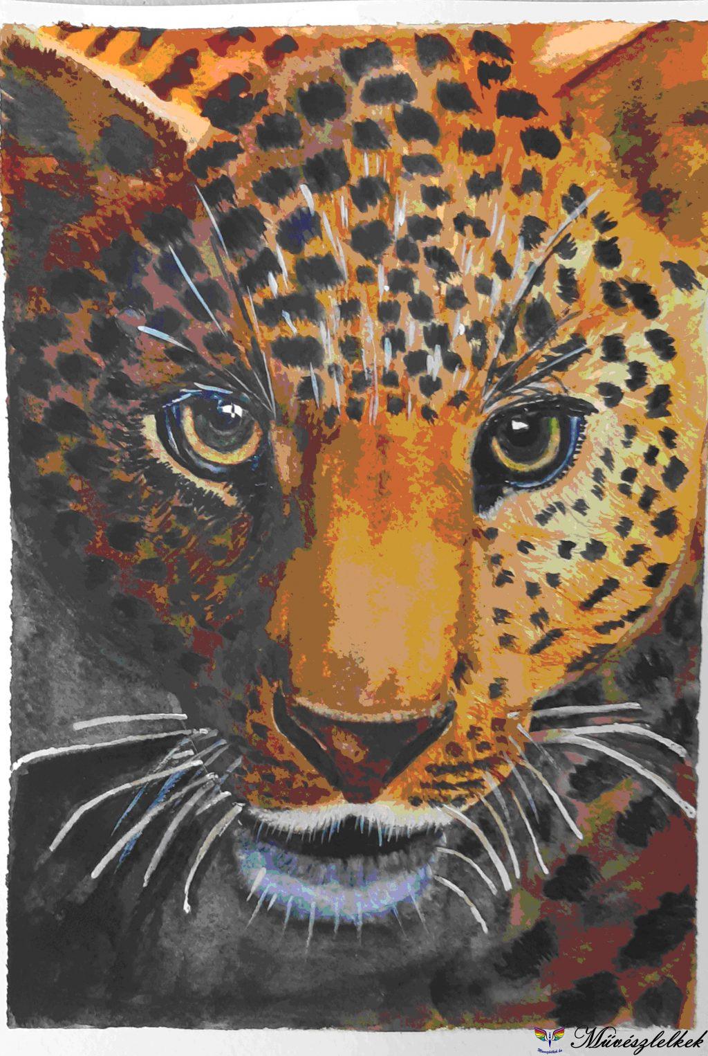 Leopárd festés akvarellel