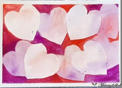 Negatív festés - Valentin napi szívek