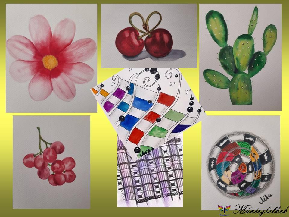 akvarellfestés kezdőknek és zentangle leckék online tanfolyami anyag