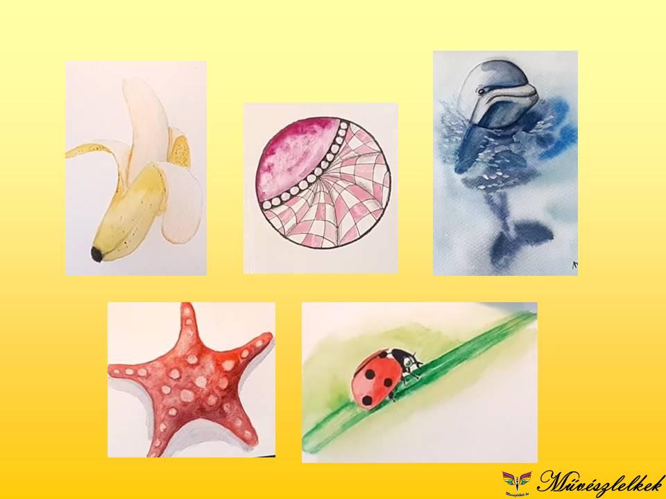 online akvarell, gouache, zentangle, grafitrajz tanfolyam