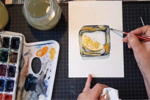 jégbe zárt citrom festése akvarell online tanfolyam