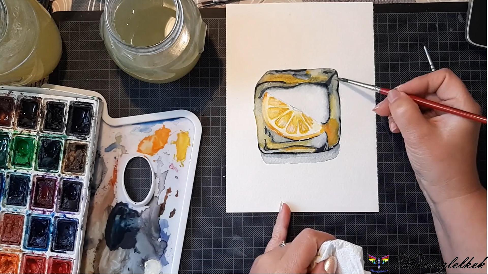 jégbe zárt citrom festése akvarell online tanfolyam