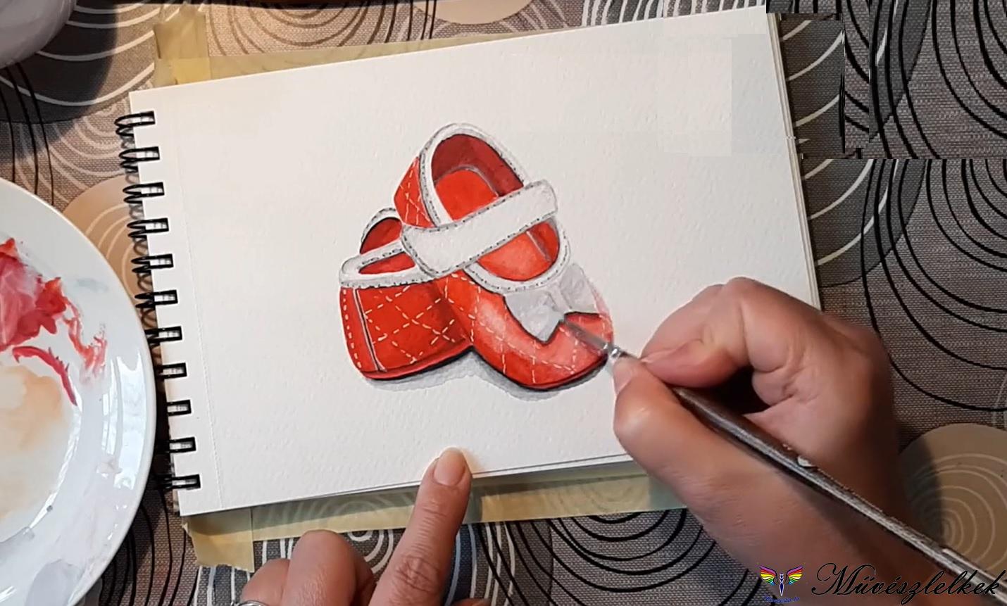 babacipő festése akvarell festékkel online tanfolyami anyag