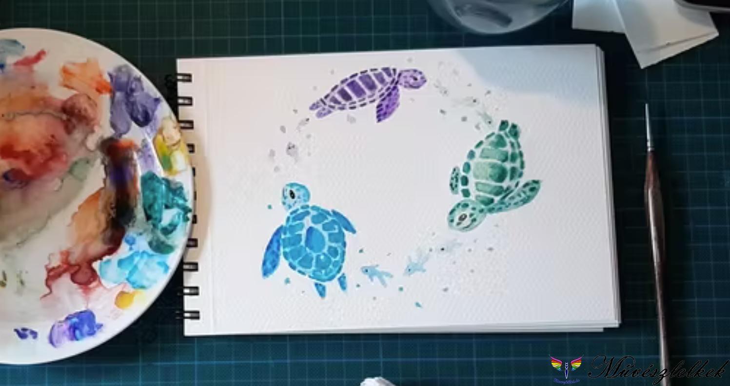 könnyed akvarell teknősök online tanfolyami anyag