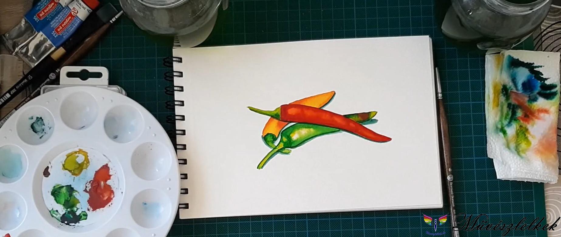 zöldségek akvarell online tanfolyami anyag