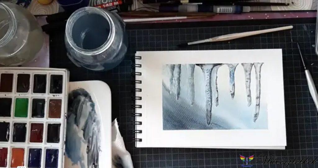jégcsap akvarell online akvarellfestő tanfolyam