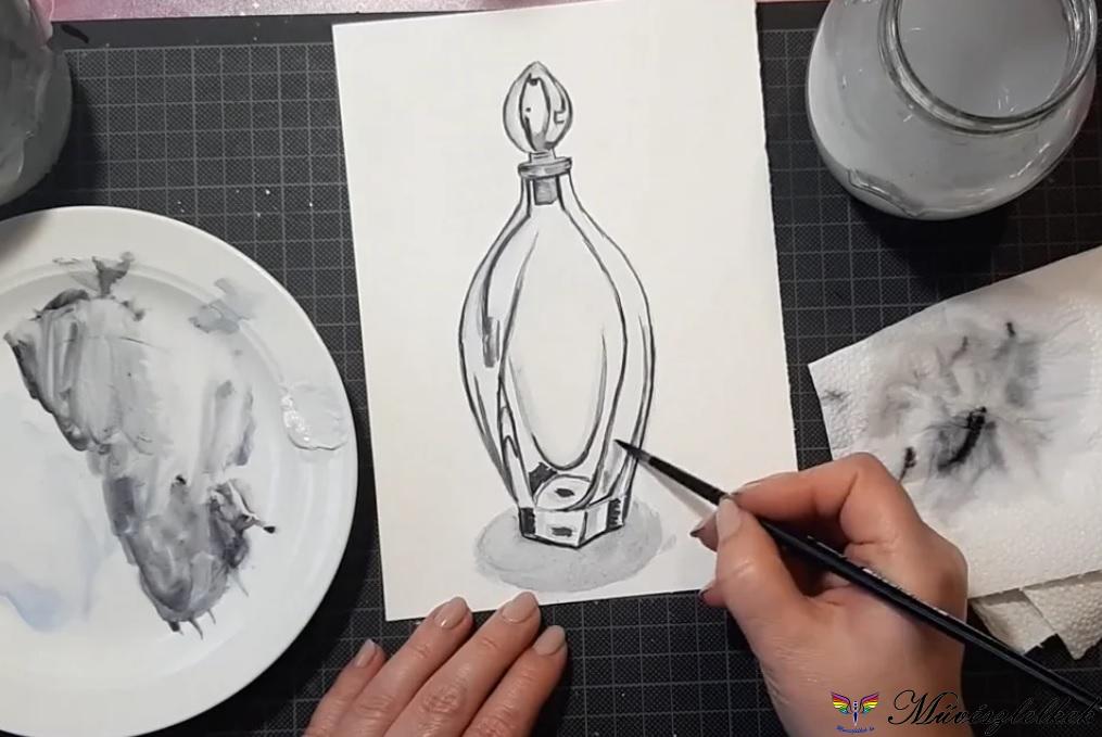 üvegtárgyak festése akvarellel