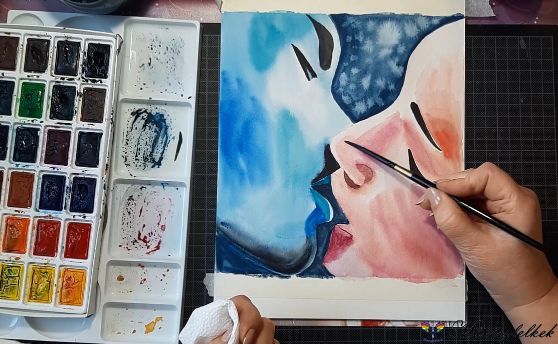 Csók - ingyenes online akvarellfestő workshop