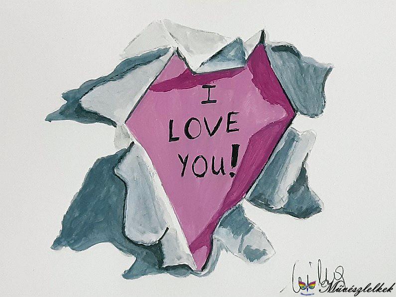 Valenti nap - gouache festék, online akvarell gouache tanfolyami anyag