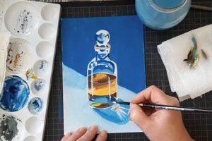 parfümös üvegcse gouache festő online tanfolyami anyag