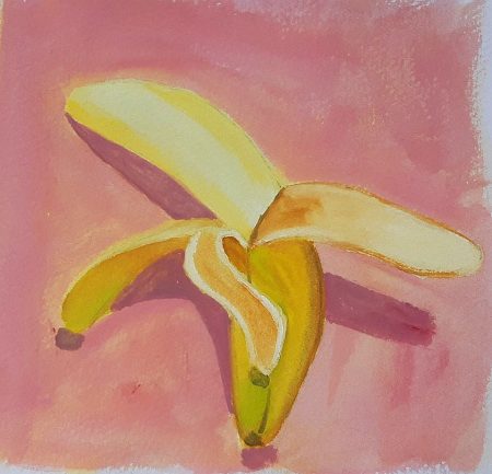 banán gouache festés alapok online festő tanfolyam
