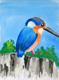 madár gouache festés alapok online festő tanfolyam