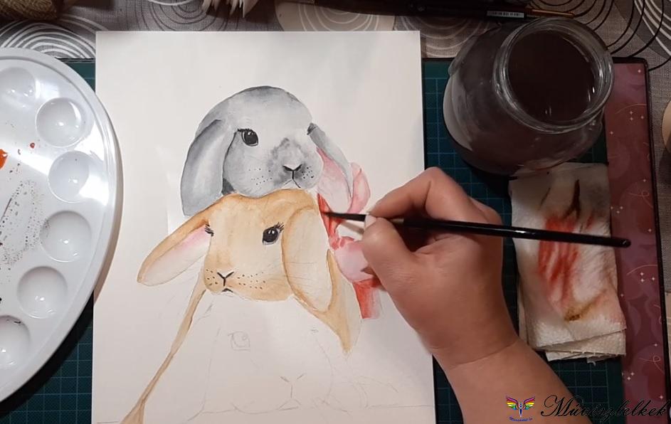 húsvéti nyuszik online akvarellfestő tanfolyami anyag