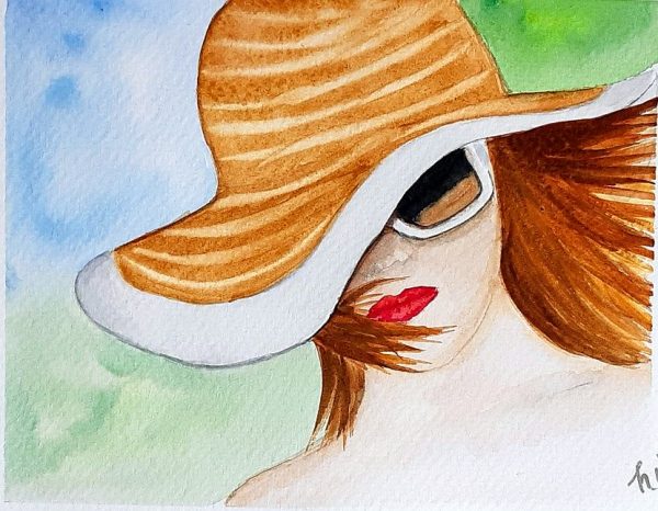 Kalapos hölgy portré - ingyenes online akvarellfestő workshop 2023. június 2.