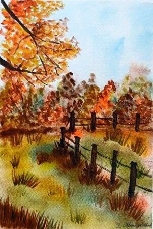 őszi tájképfestő online akvarell workshop