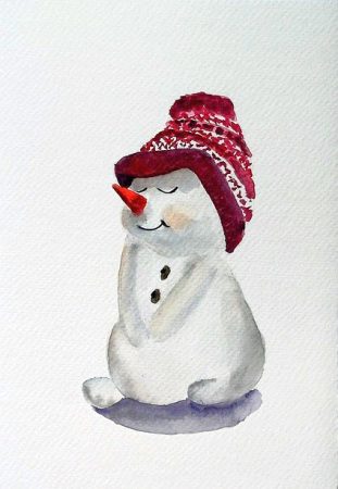 karácsonyi akvarellkihívás online akvarell workshop hóember