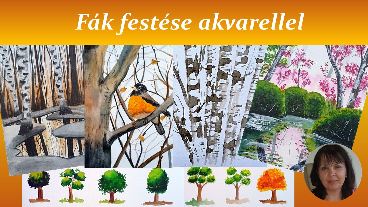 fák festése online akvarell workshop