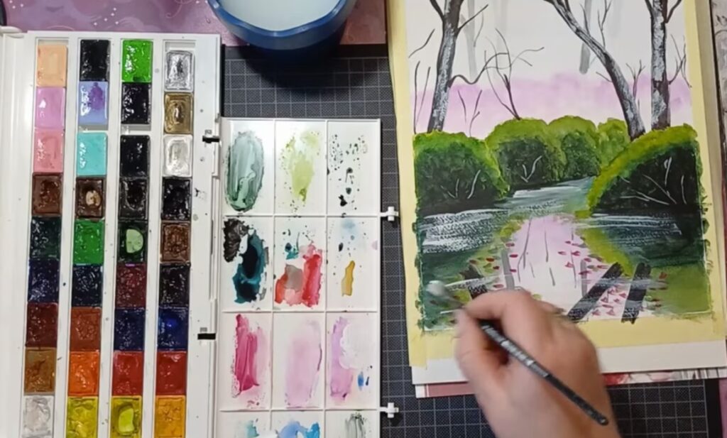 fák festése akvarellel