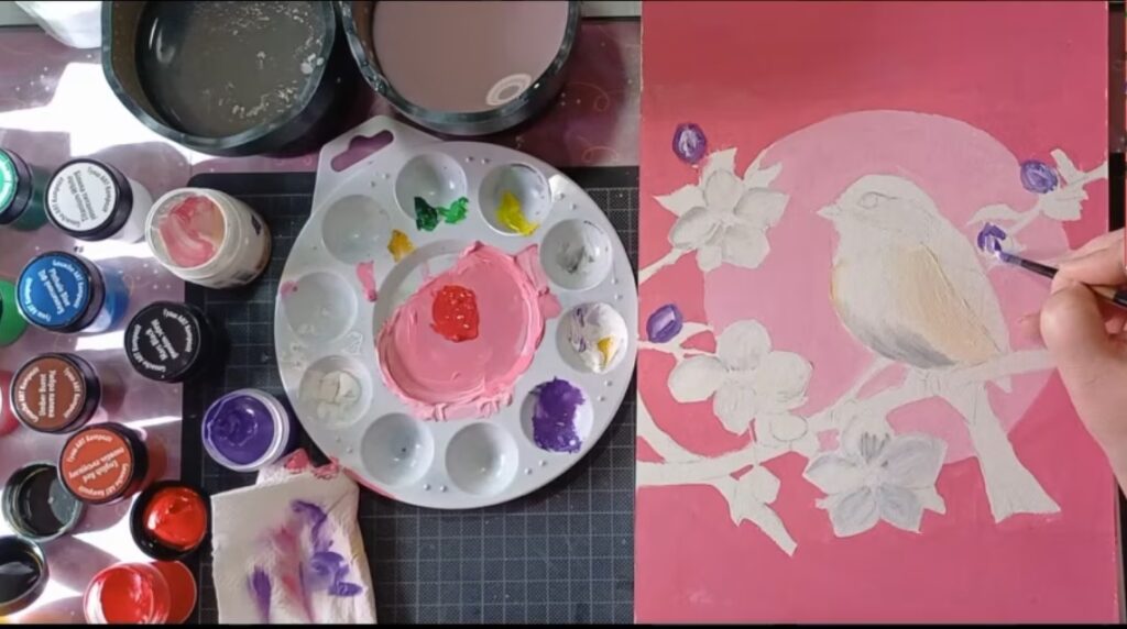 madárka festése gouache festékkel online workshop anyaga