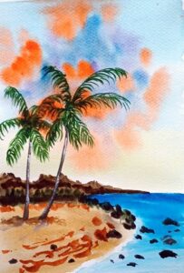 ingyenes online akvarellfestés - tengerpart