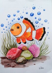 bohóchal akvarellel festve online videós workshop anyaga