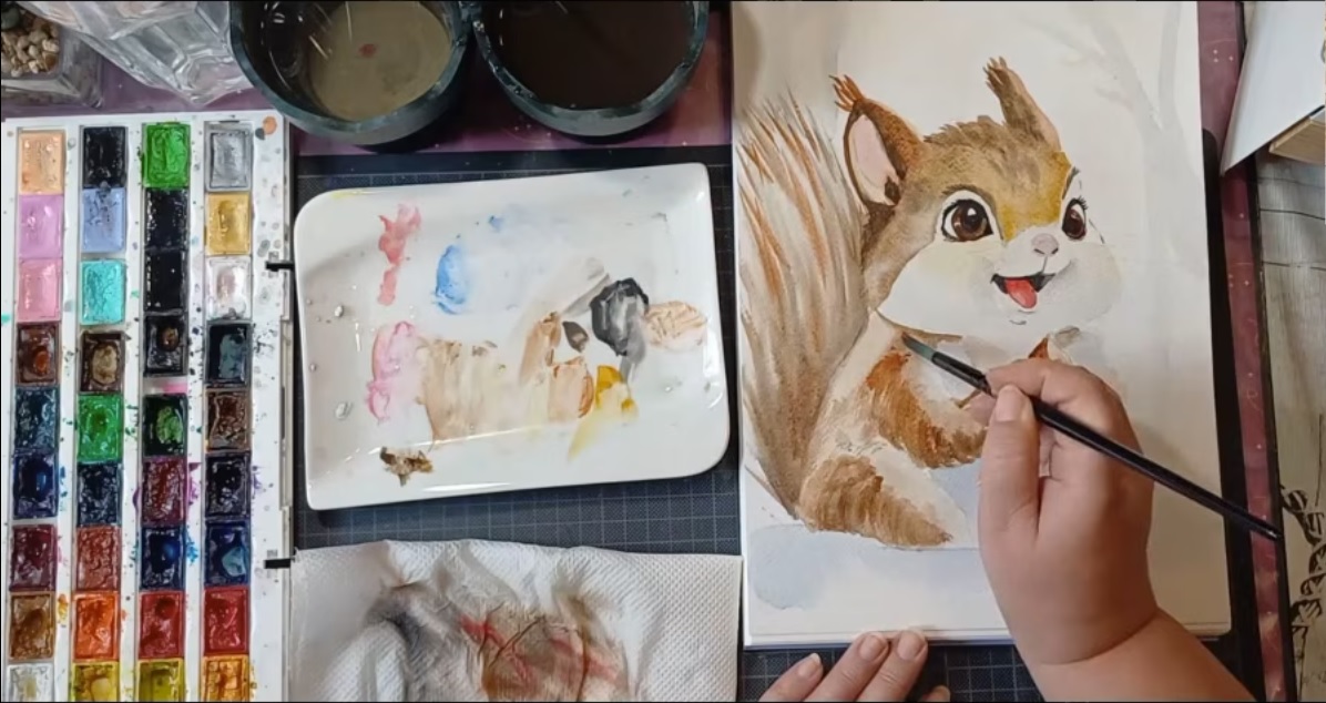 mókus akvarellel festve online videós workshop anyaga