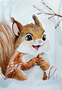 mókus akvarellel festve online videós workshop anyaga