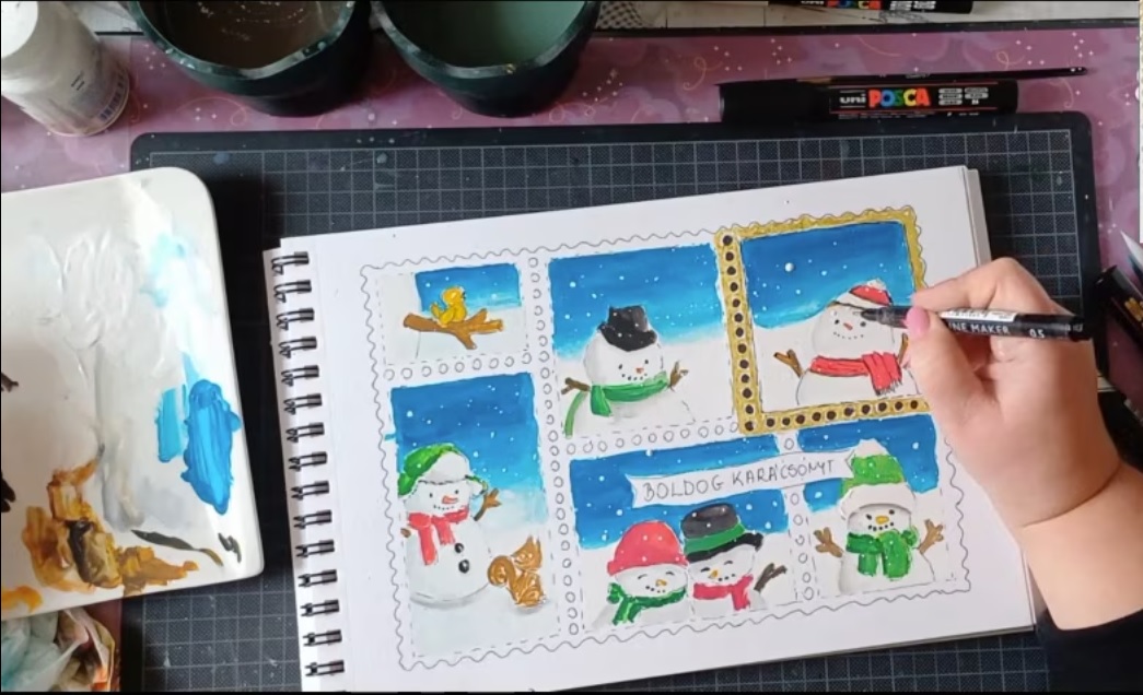 karácsonyi bélyegkép festése online videós anyag