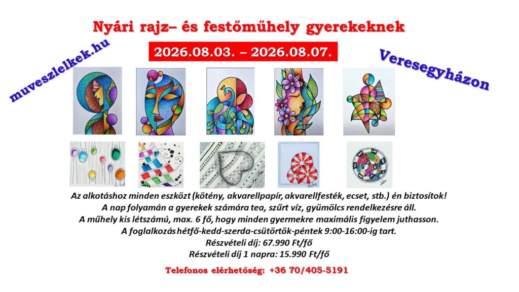 nyári rajz- és festőműhely gyerekeknek 2026