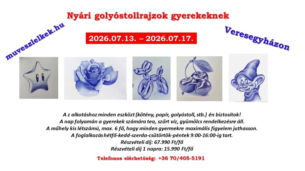 nyári golyóstollrajzműhely gyerekeknek 2026