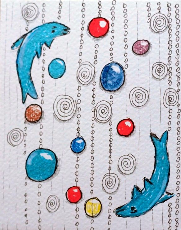 Delfines zentangle - online workshop anyaga